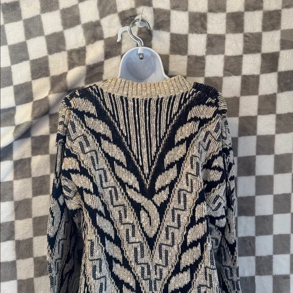 Crossings Men’s Y2K V Neck Chunky Knit Abstract Sweater Size M/Medium - Picture 8 of 11